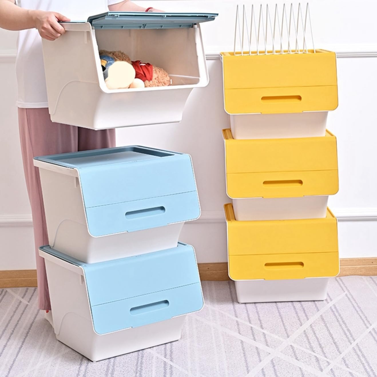 値下げ！H.P DECO チェスト イエロー Amazon｜MJKQ9 収納ボックス フタ付き 前開き ワイド 深型